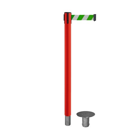 MONTOUR LINE Stanchion Belt Barrier Removable Base Red Post 7.5ftGrn/Wh Belt MSX630R-RD-GWD-75